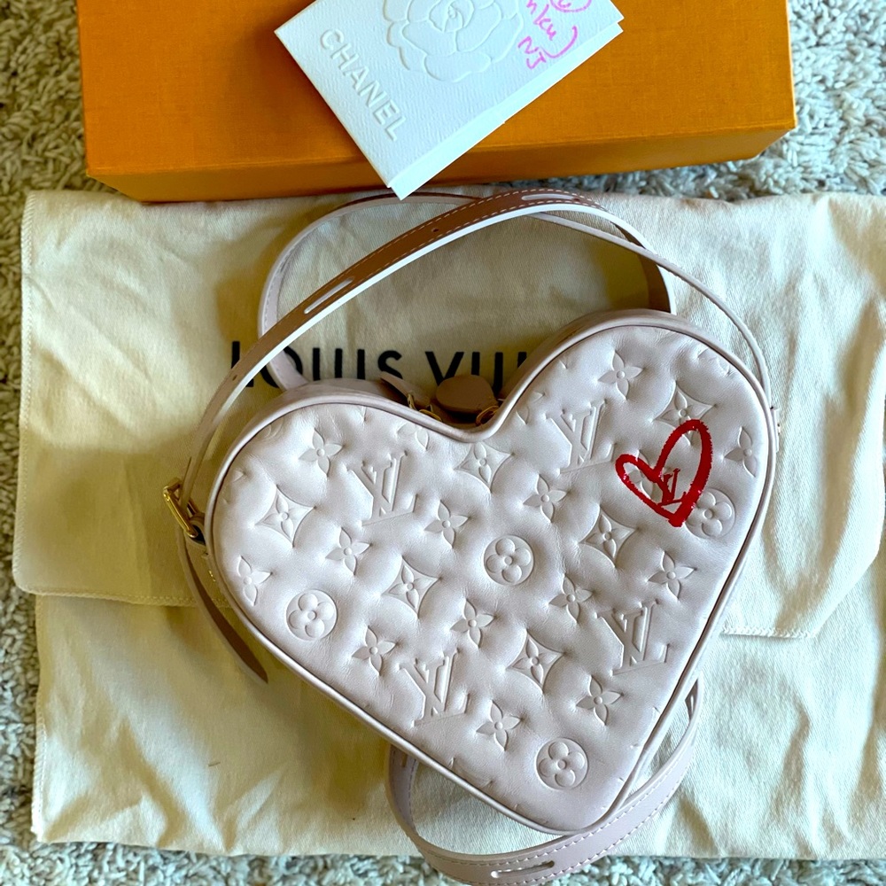 Louis Vuitton Lambskin Embossed Monogram Fall In Love Sac Coeur Light Pink